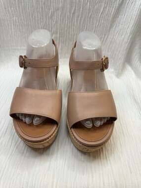FitFlop Eloise Leather Cork Wedge Sandals in Beige Size 9